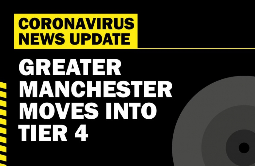 Coronavirus Update - Greater Manchester moves into Tier 4