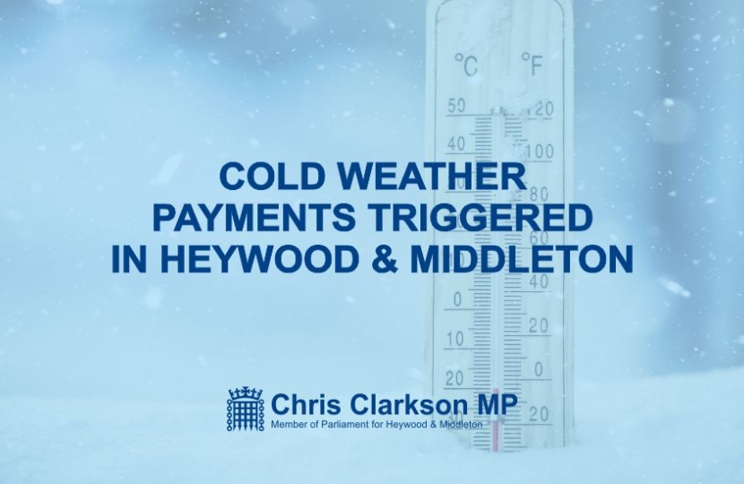 Cold Weather Payments Available for Eligible Postcodes in Heywood and Middleton Constituency