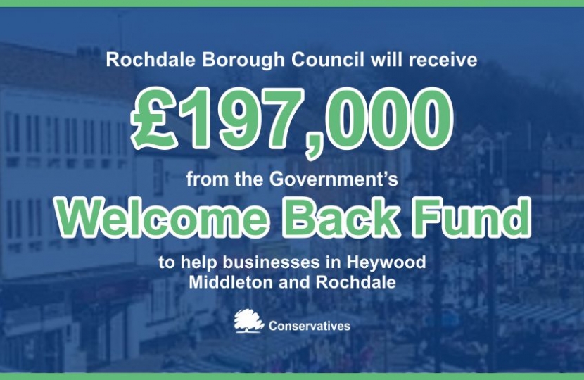 MP Welcomes £197,000 share of Government 'Welcome Back' fund for Rochdale, Heywood and Middleton